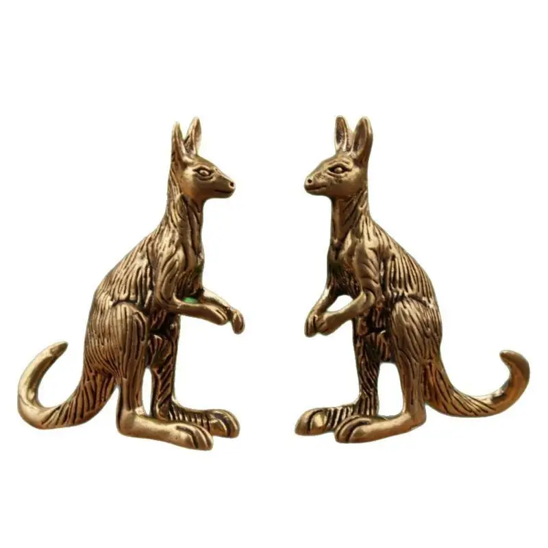 Brass Kangaroo Figurines Exquisite Carved: Texture Retro Finish Home Desktop Garden Decor Gifts