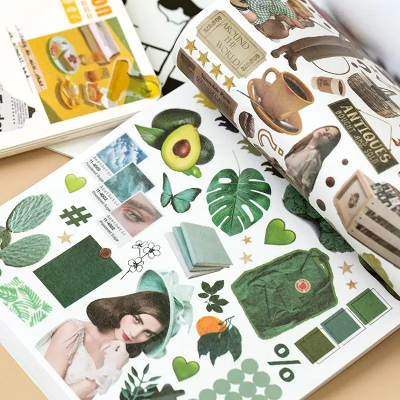 50 pcs Vintage Large size Stickers book Adhesive Diy Scrapbooking Diary Album Planner Decorative Junk Journal Supplies