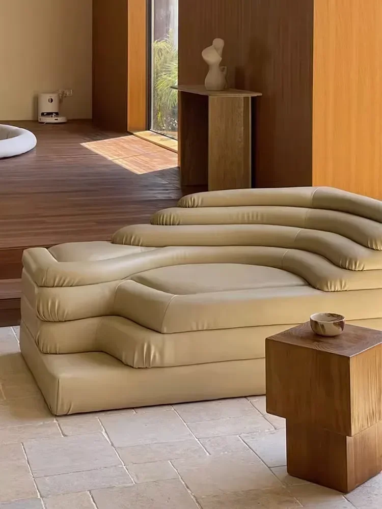 Vintage terraced sofa leather special-shaped module Internet celebrity sofa chair clothing store villa