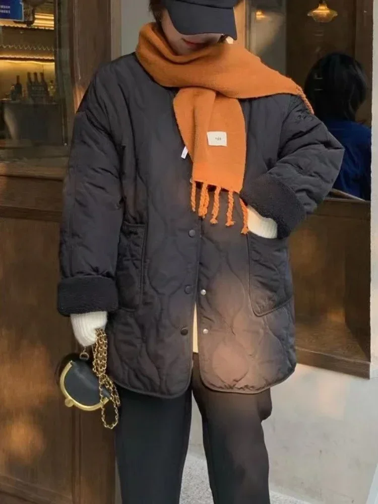 Parkas Women Warm Autumn Winter Popular Cozy Pure Female Fashion Outwear Minimalist Coats Korean Simple Vintage Loose All-match