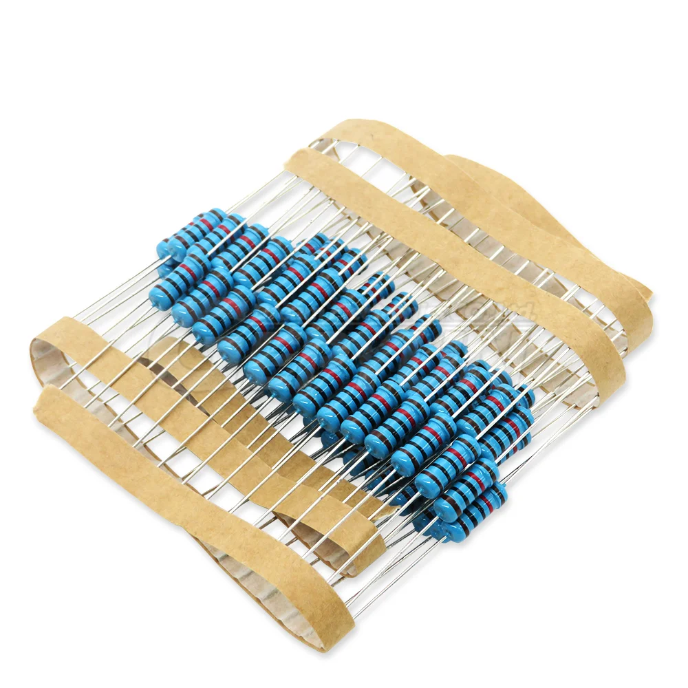 Bộ 50 1W Kim Loại Phim Điện Trở 1R ~ 1M 1% 2R 10R 22R 47R 100R 330R 1K 4.7K 10K 22K 47K 100K 330K 470K 1 2 10 22 47 100 330 Ohm