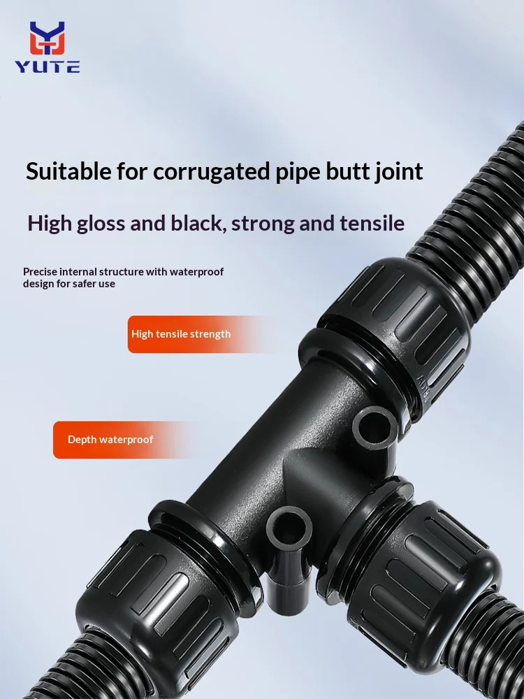 أنبوب مموج من البلاستيك النايلون IP68 خرطوم مقاوم للماء على شكل حرف T #5