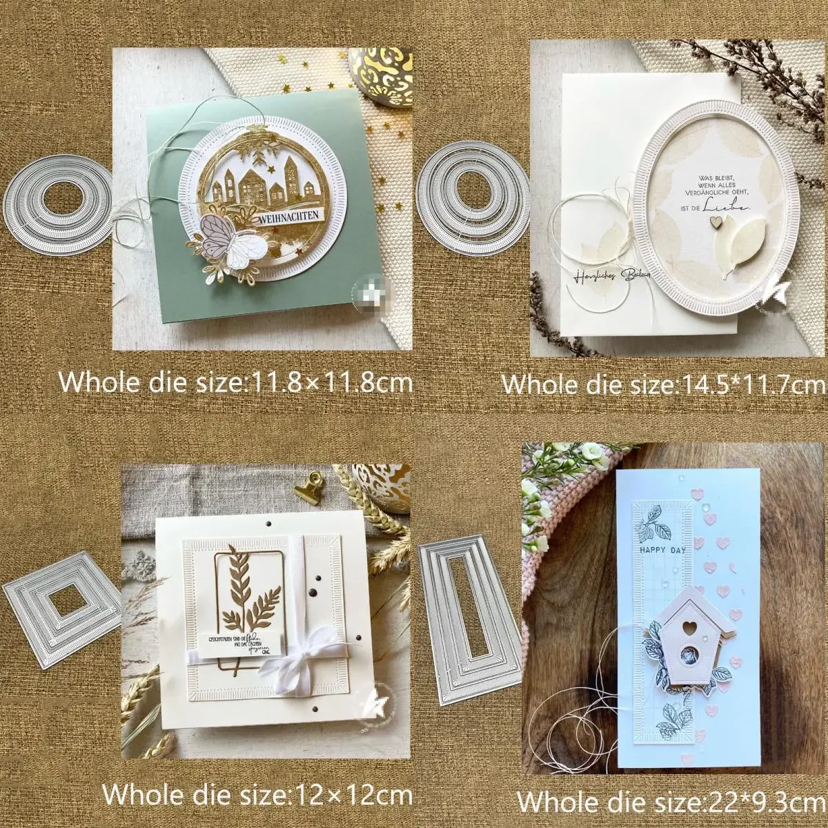 

Металлические трафареты XLDesign для вырезания: 4 формы, квадратные рамки, вырубные ножи для скрапбукинга, для альбомов, бумажных открыток, тиснения