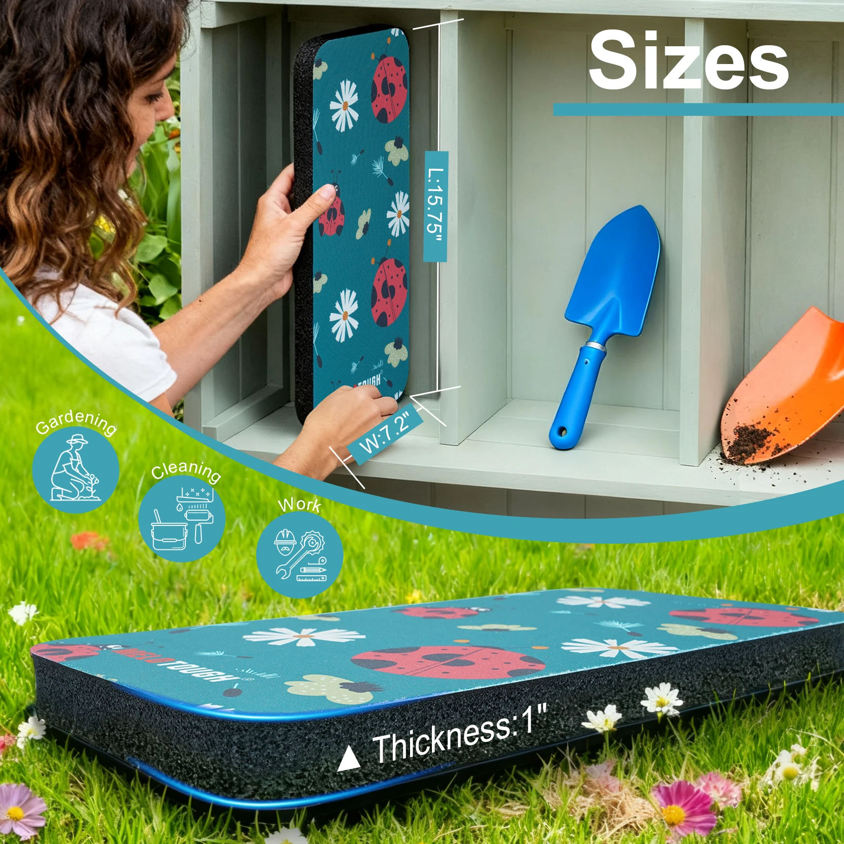 

Садовые наколенники MELOTOUGH, мягкие наколенники из пенопласта NBR толщиной 1 дюйм для садоводства, уборки и работы — легкие и удобные