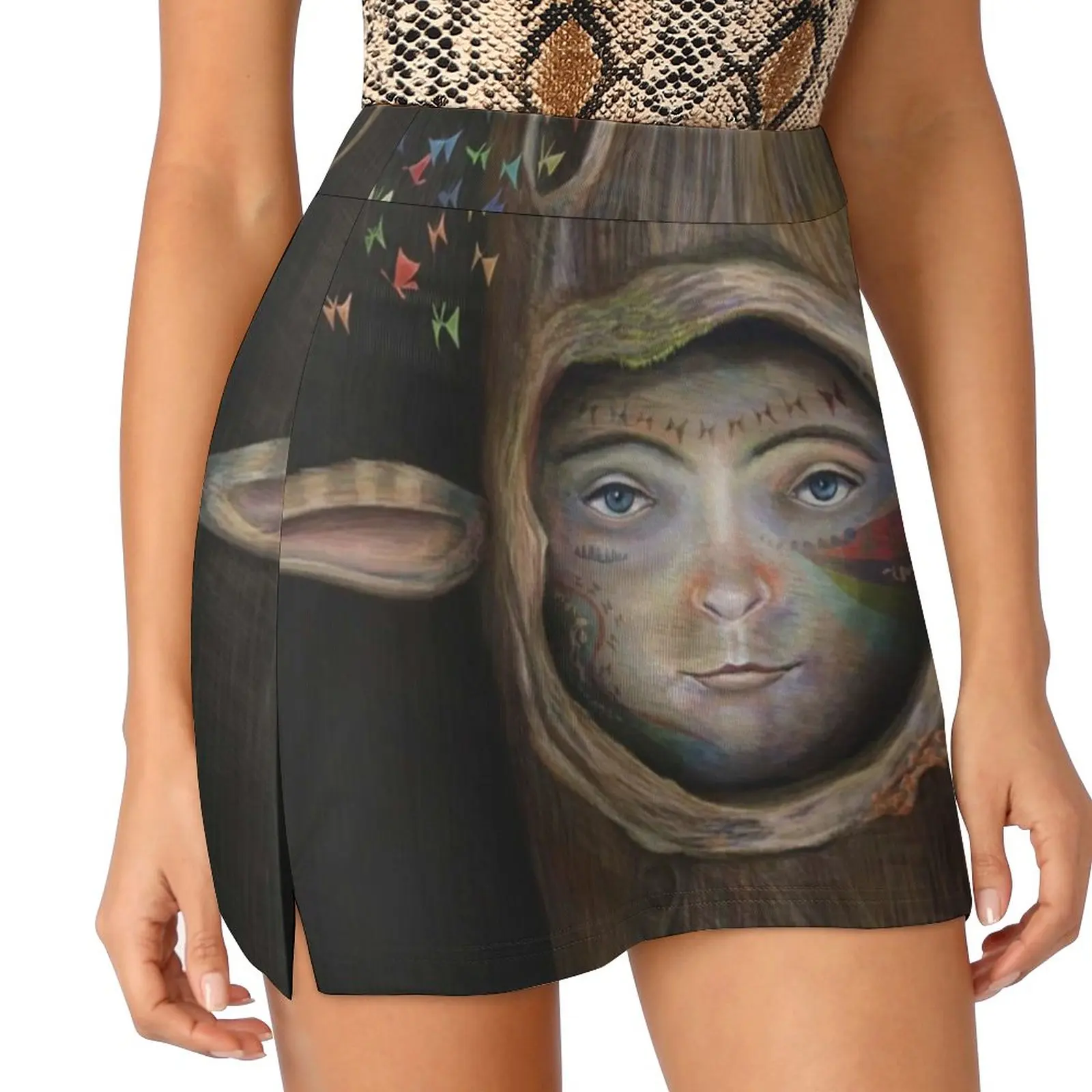 Tree Life Women's skirt Aesthetic skirts New Fashion Short Skirts Tree Butterflies Surreal Whimsical Corel Painter Portrait