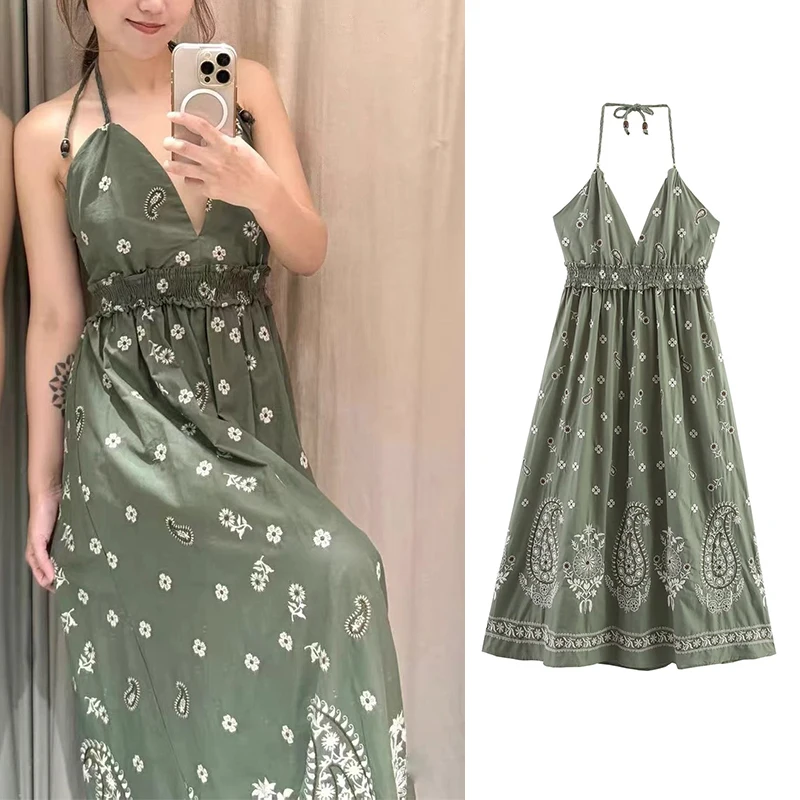 

TRAFZR Boho Dress Women's Sundress Embroidered Dresses Elegant Party 2025 Evening Universal New Sexy Woman Womens Vintage Midi