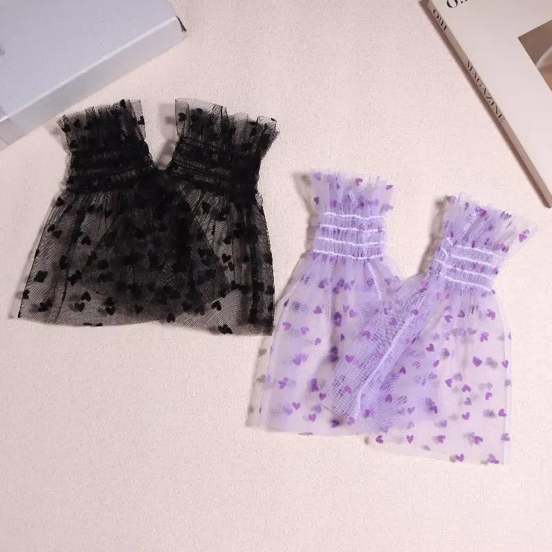 

1 пара реквизита для ногтей, рукав для демонстрации, модный аксессуар, дизайн ногтей, сердце, тюль, перчатки для фото, искусственная плиссированная манжета, маникюрная фотография