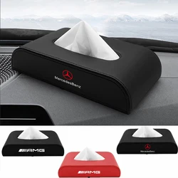 1PCS PU Leather Tissue Box Car Tissue Box Interior Storage Box For Mercedes Benz AMG New A/B/C/E/S Class C200L GLC GLA W203 W204