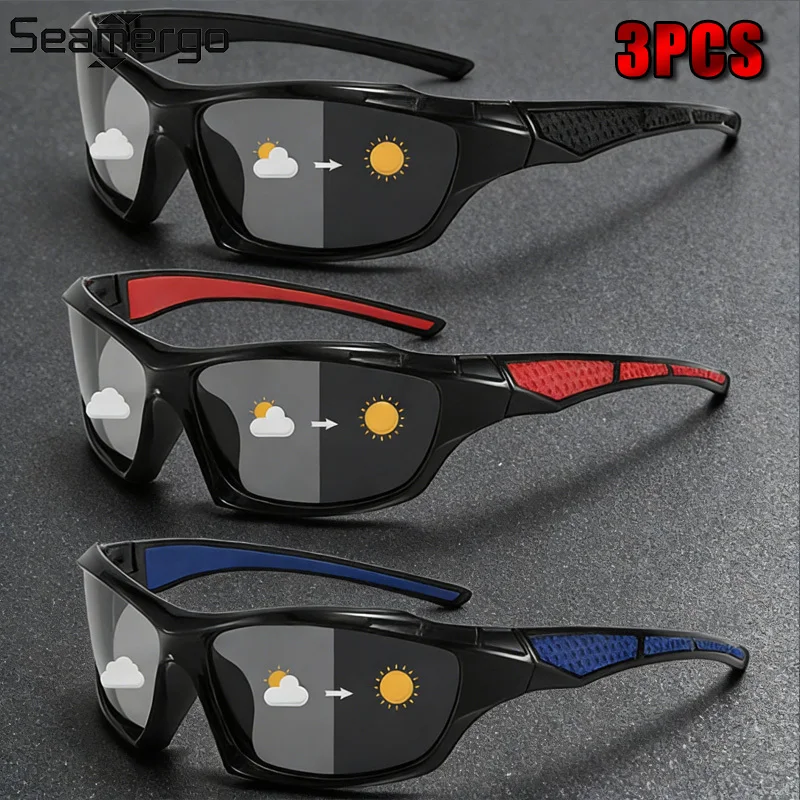 

SEAMERGO 3/5PCS Sports Photochromic Polarized Cycling Sunglasses Men Women Driving and Fishing Ultraviolet-proof Glasses
