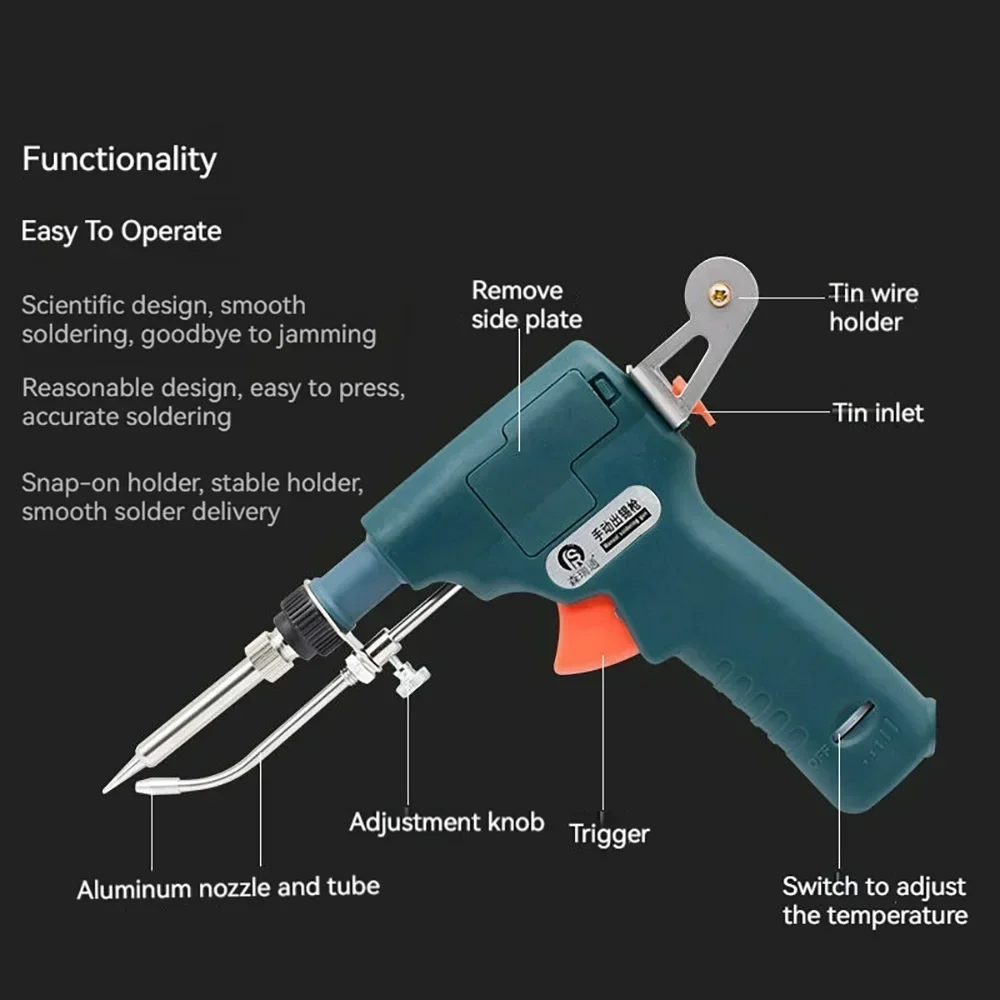 Imagem -05 - Kit Ferro de Solda Retrabalho Aquecedor Automático de Estanho Aquecimento Reparação Enviar Pistola Ferramentas Internas 110v 220v 60 w 80 w 120w