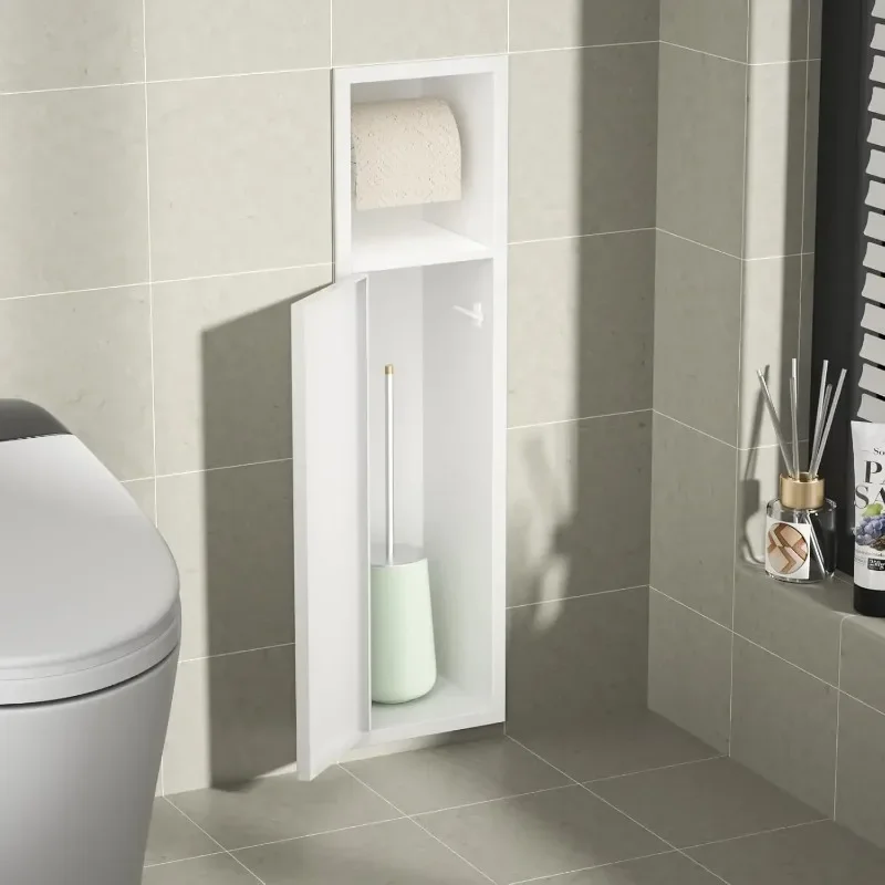 Invisible brushed stainless steel 304 embedded toilet brush holder bathroom niche toilet paper storage