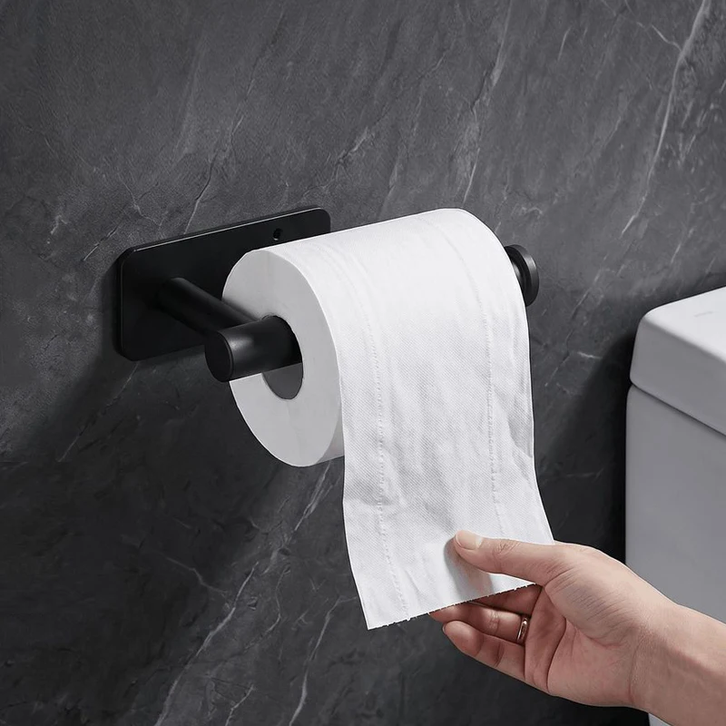 Self‑Adhesive Punch‑Free Toilet Roll Holder Wall Mount No Drill Tissue Dispenser Kitchen Bathroom Paper Towel Organizer Accessor