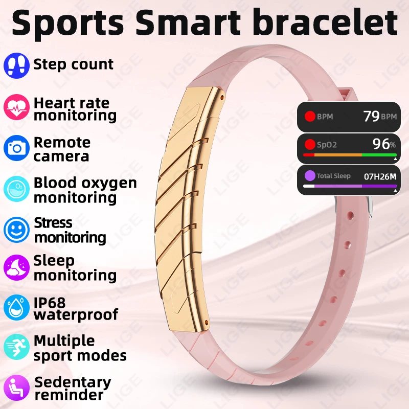 

LIGE 2026 Bluetooth Smart Bracelet Health Heart Rate Sleep Stress Monitoring Sport Fitness Tracker Smart Wristband For Women Men