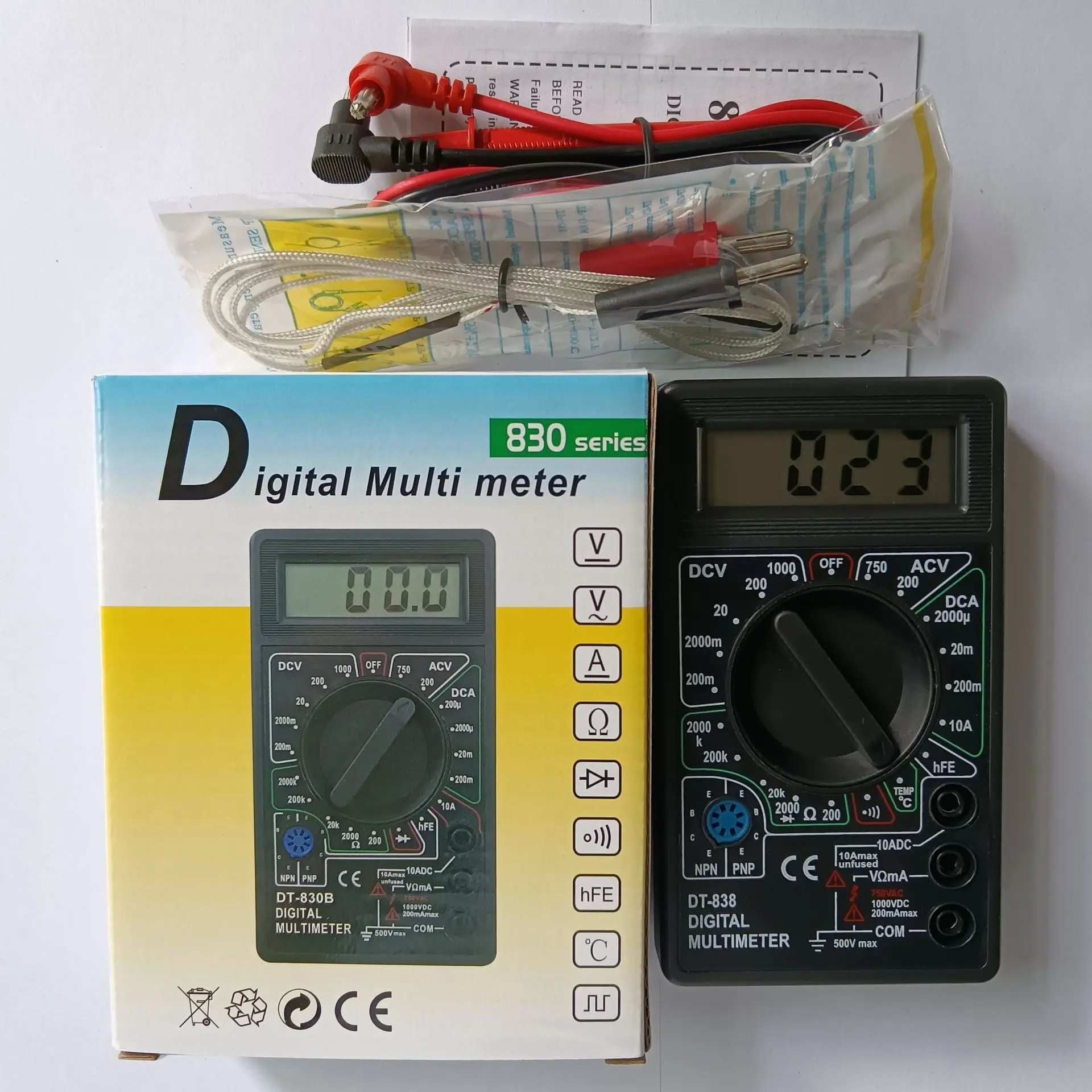 Digital multimeter DT838 Portable digital multimeter can measure temperature