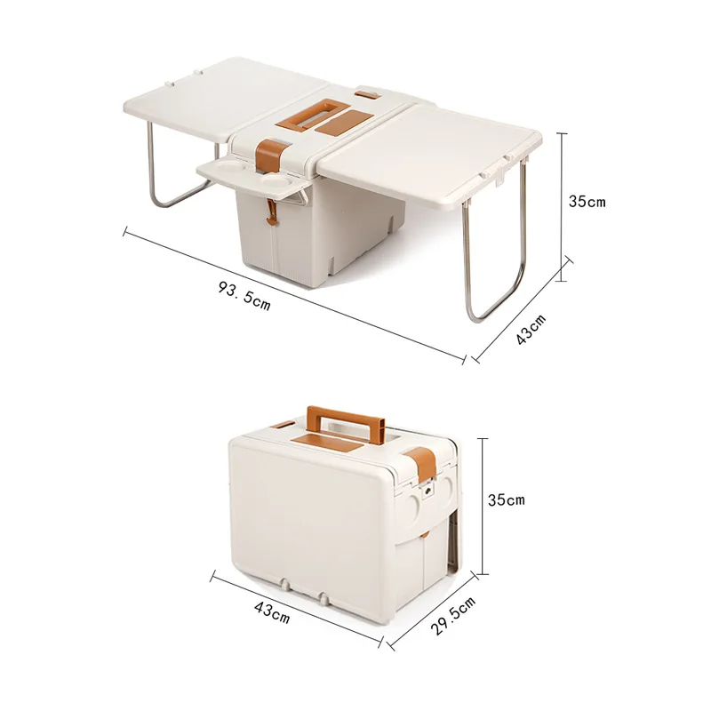 

Outdoor Camping Folding Table Box - Two-in-one Storage Box with Insulation Function. Can Be Carried By Slinging or Carrying.