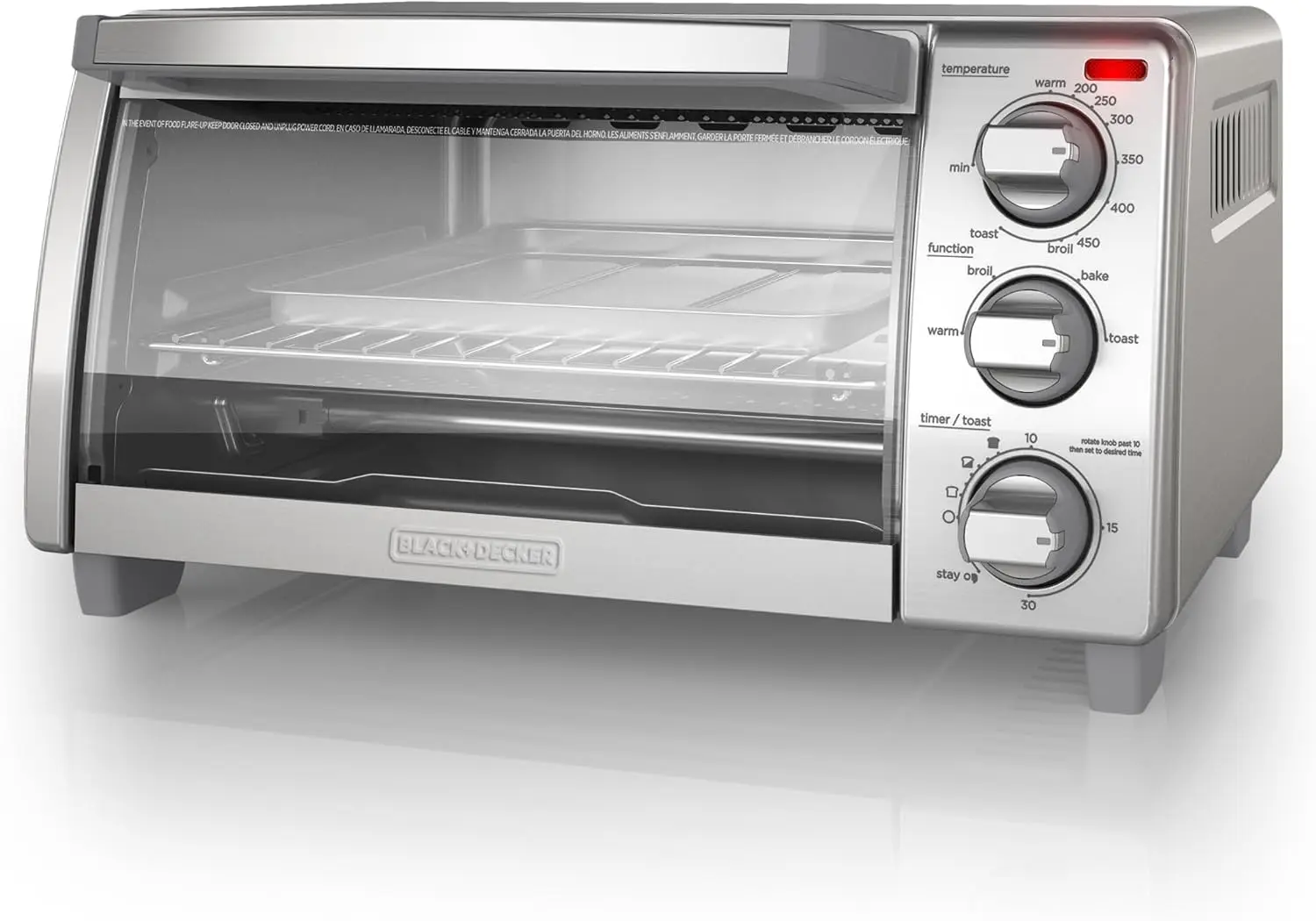 4-Slice Toaster Oven with Natural Convection, Stainless Steel, Compact Countertop Appliance