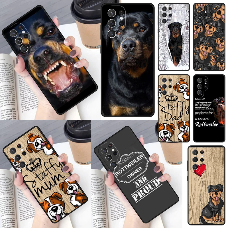 Rottweiler cute cartoon heart dog Phone Case for Samsung Galaxy S26 Ultra S25 S24 S23 S22 S21 S20 Note10 Plus FE Cover