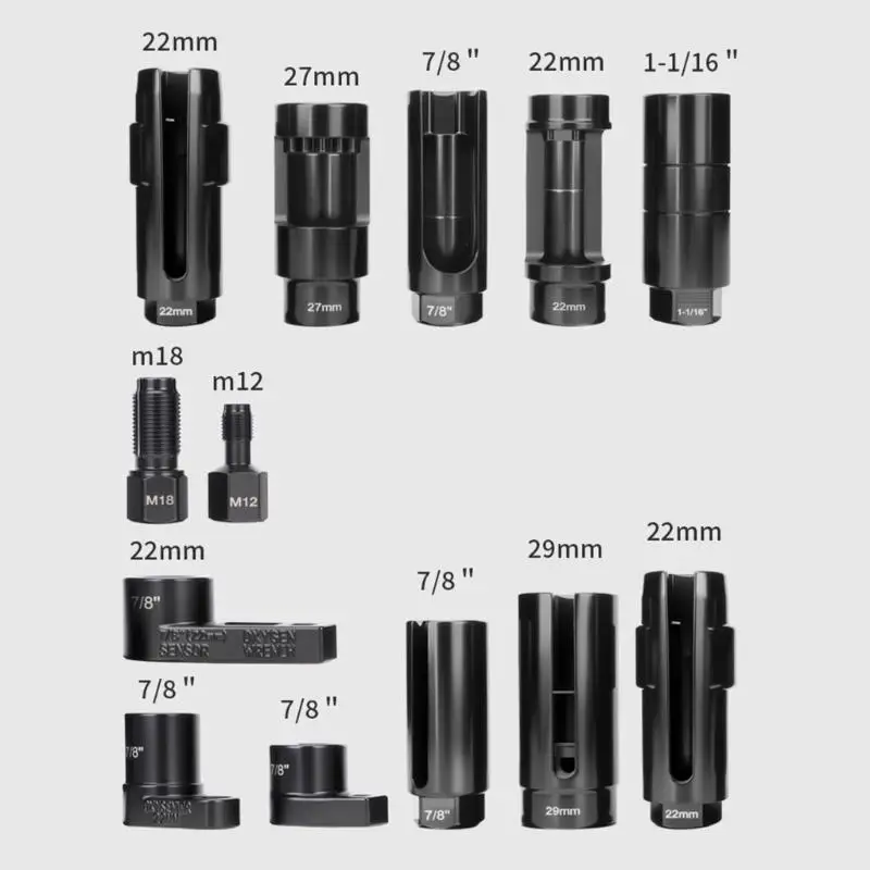 22mm Automotive Oxygen Sensors Removal Tool Heavy Duty 12 Piece Socket Wrench D2RD