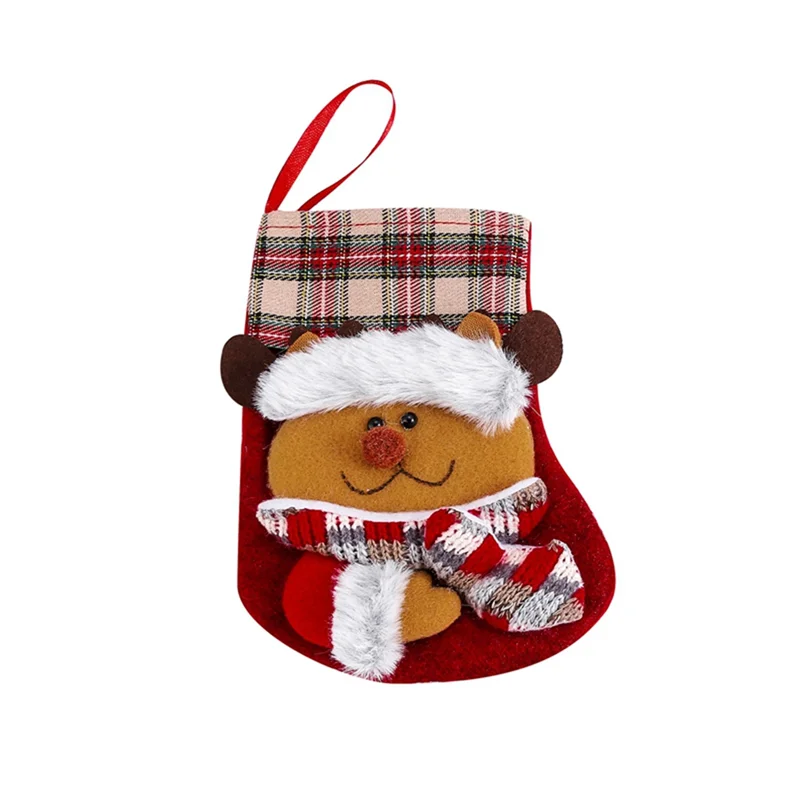 Medias navideñas, bolsa de regalo de dulces, calcetines de alce y muñeco de nieve de Papá Noel 3D, decoración duradera