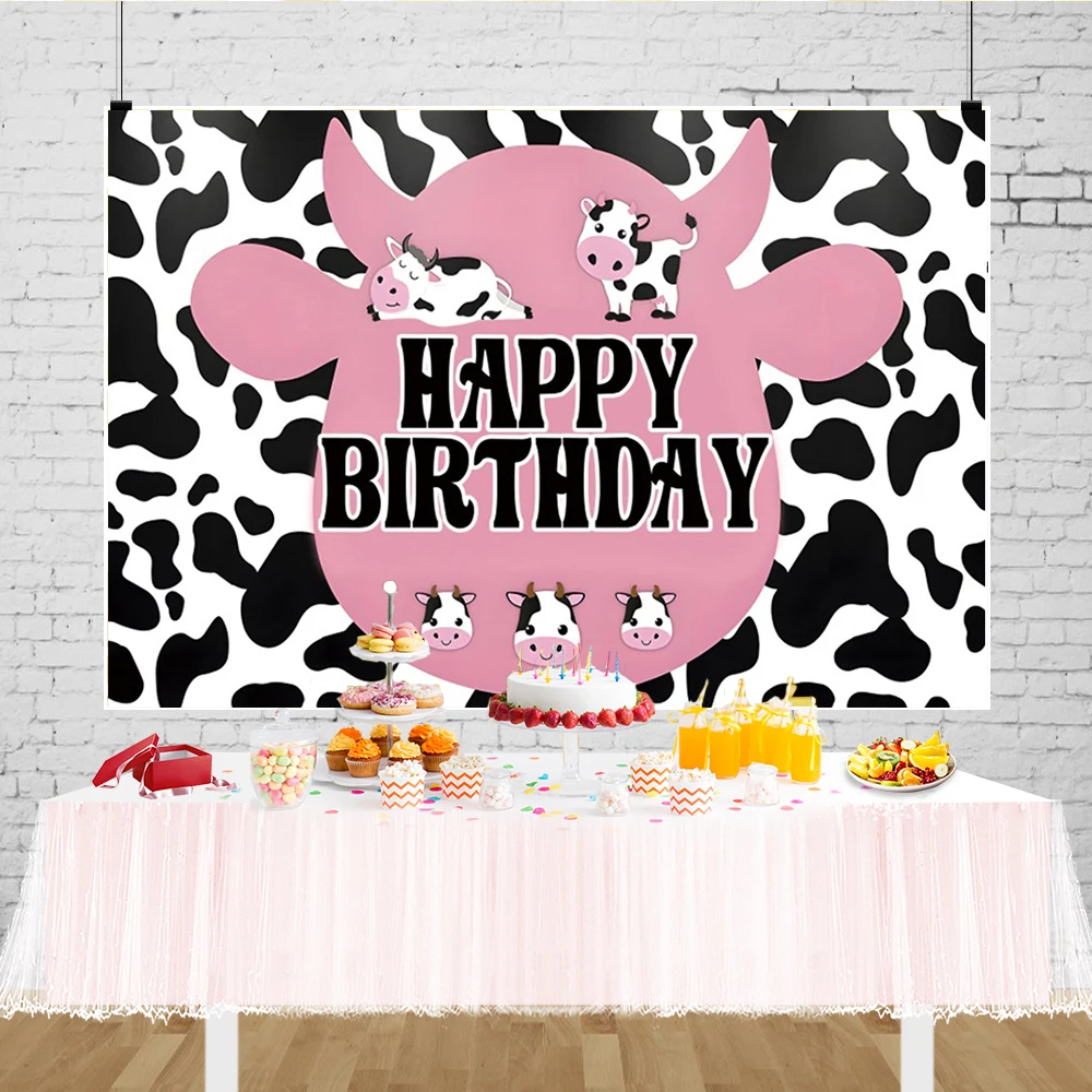 

Cow Print Backdrop Baby Shower Girls Birthday Party Decorations Cow I'm One Banner Photo Background for Photography Props