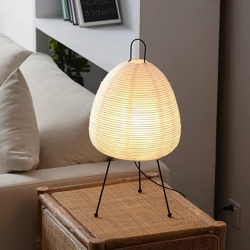 Noguchi Isamu Japanese-style wabi-sabi style table lamp in bedroom living room bedside ins-style atmosphere rice paper tablelamp