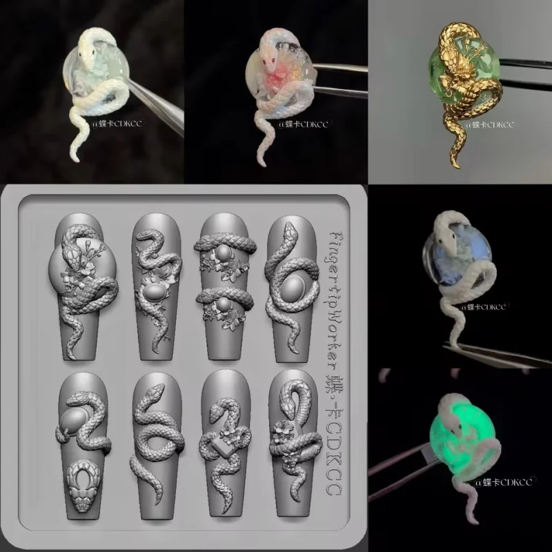 Moule acrylique 3D ailes d'ange, nœud serpent diamant, décoration Nail Art, bricolage, modèle d'ongles en Silicone, 1 pièce