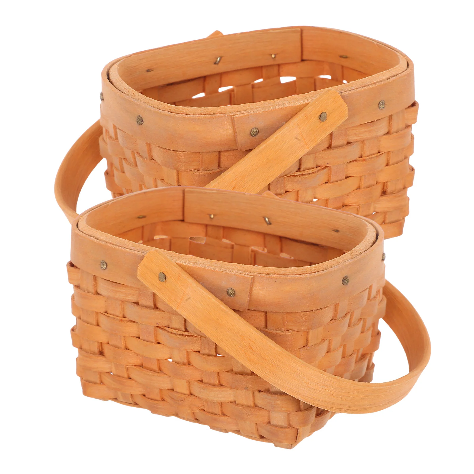 

2pcs Mini Wooden Woven Flower Baskets 6Cm Small Bamboo Organizer For Candy Storage Birthday Party Favors Home Decor Picnic