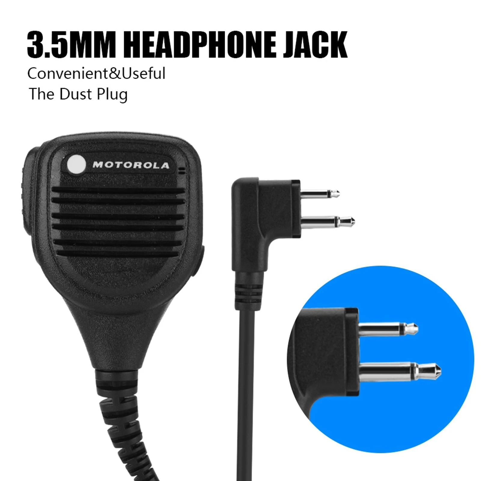 Speaker Jack Headphone 3.5mm, mikrofon tangan Radio Walkie talkie dengan klip sabuk baja