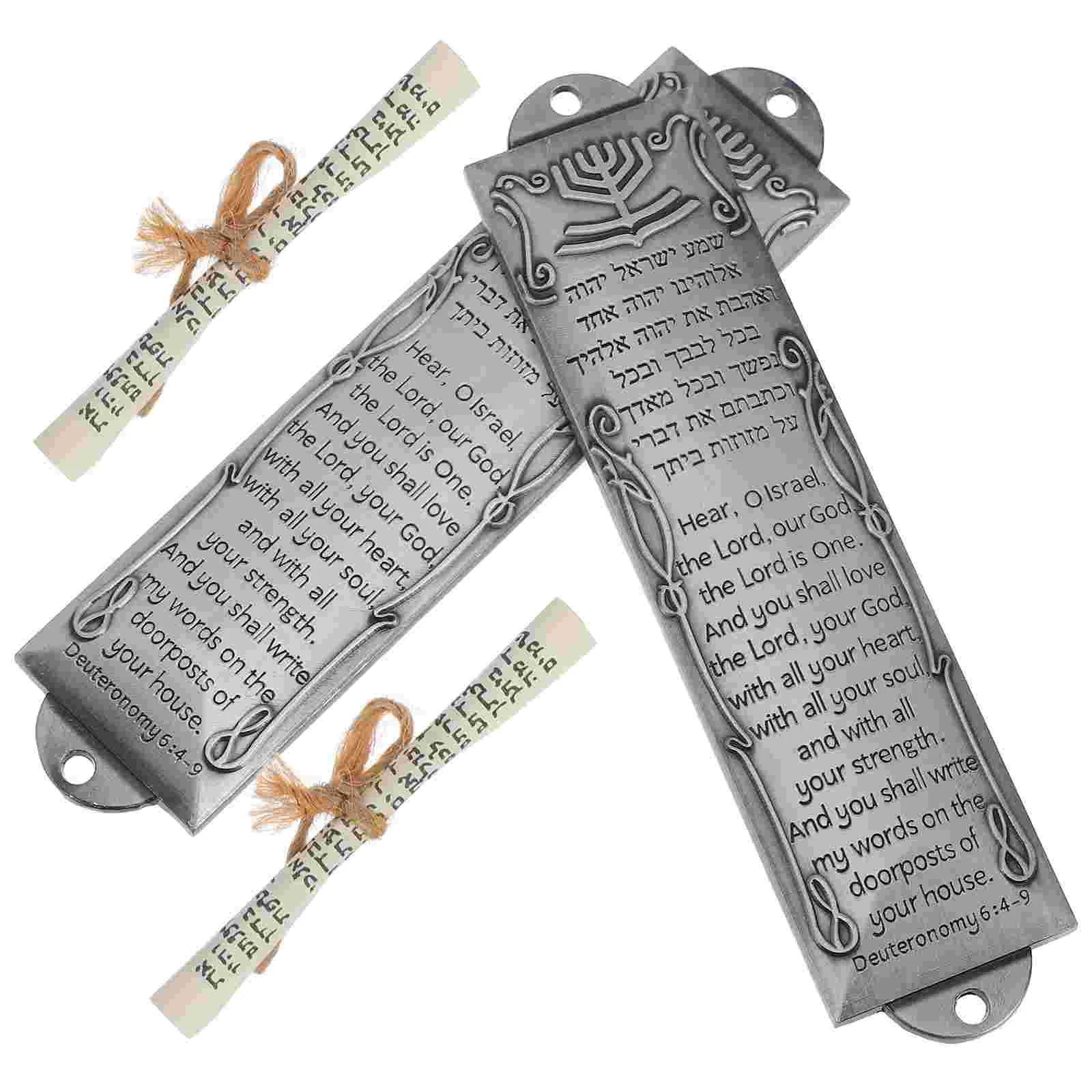 2 Pcs Israel Gifts Jewish Mitzvah Mezuzah Case 132mm Tin Metal Home nament Vintage Decor Simple Color 2 Hole Design