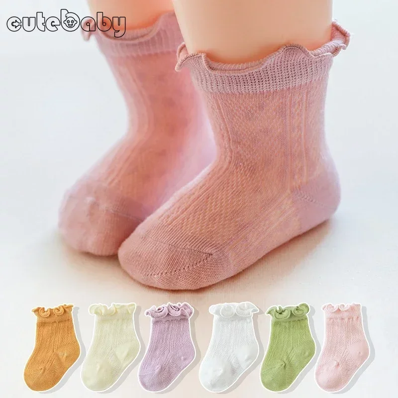 Summer Baby Girl Socks Kids Lace Flower Princess Mesh Socks for Toddler Soft Cotton Thin Breathable Newborn Infant Baby Socks