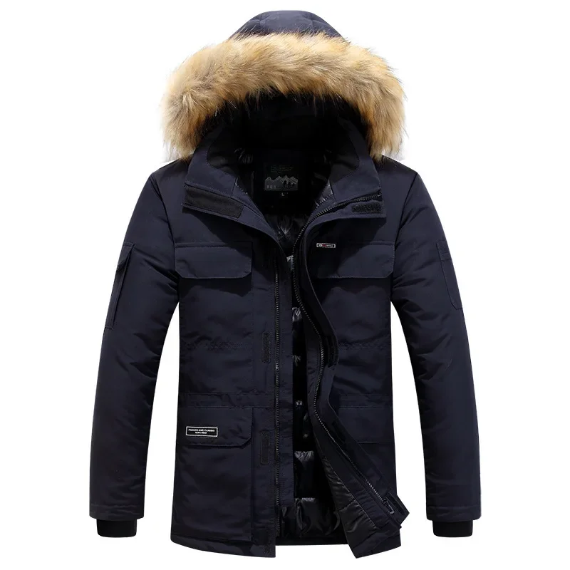 Mens Winter Fur Hooded Parkas Jackets Men Snow Windproof Down Coats Thickened -30 Degree Keep Warm Outdoor Outerwear M-6XL