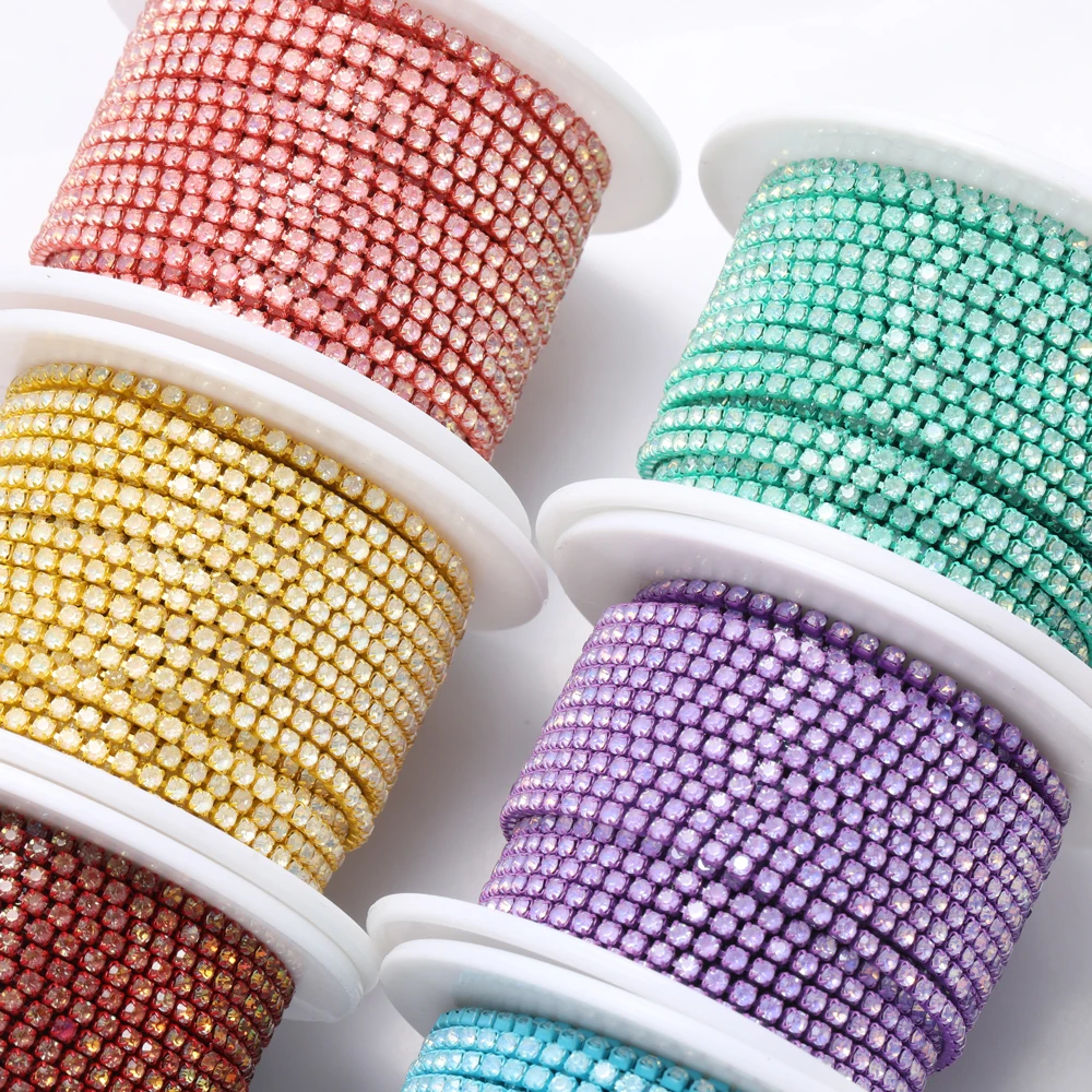 SS12 1-10 YardS Opal Mocha Cup Chains Glitter Rhinestone Trims For Necklace DIY Art Crafts Parts Bracelets DIY Accessories