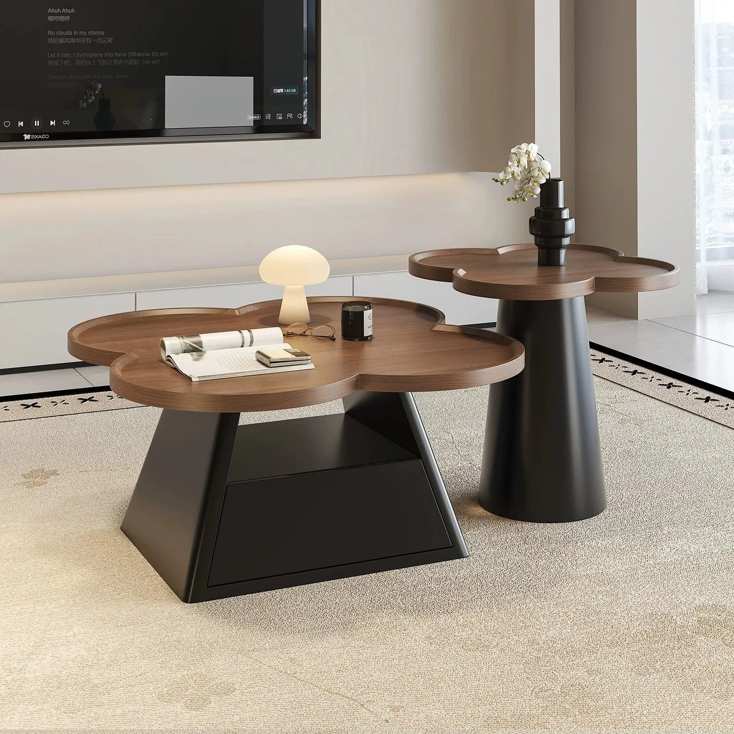Medieval four-leaf clover coffee table living room household small apartment combination 2026 light luxury table new