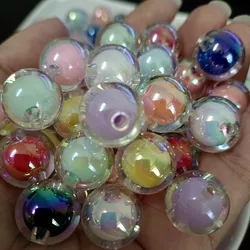 CH92 16mm Acrylic Transparent Hole Beads Colorful Beautiful Beads Cute Diy Bracelet Necklace Handmade Jewelry Accessories.
