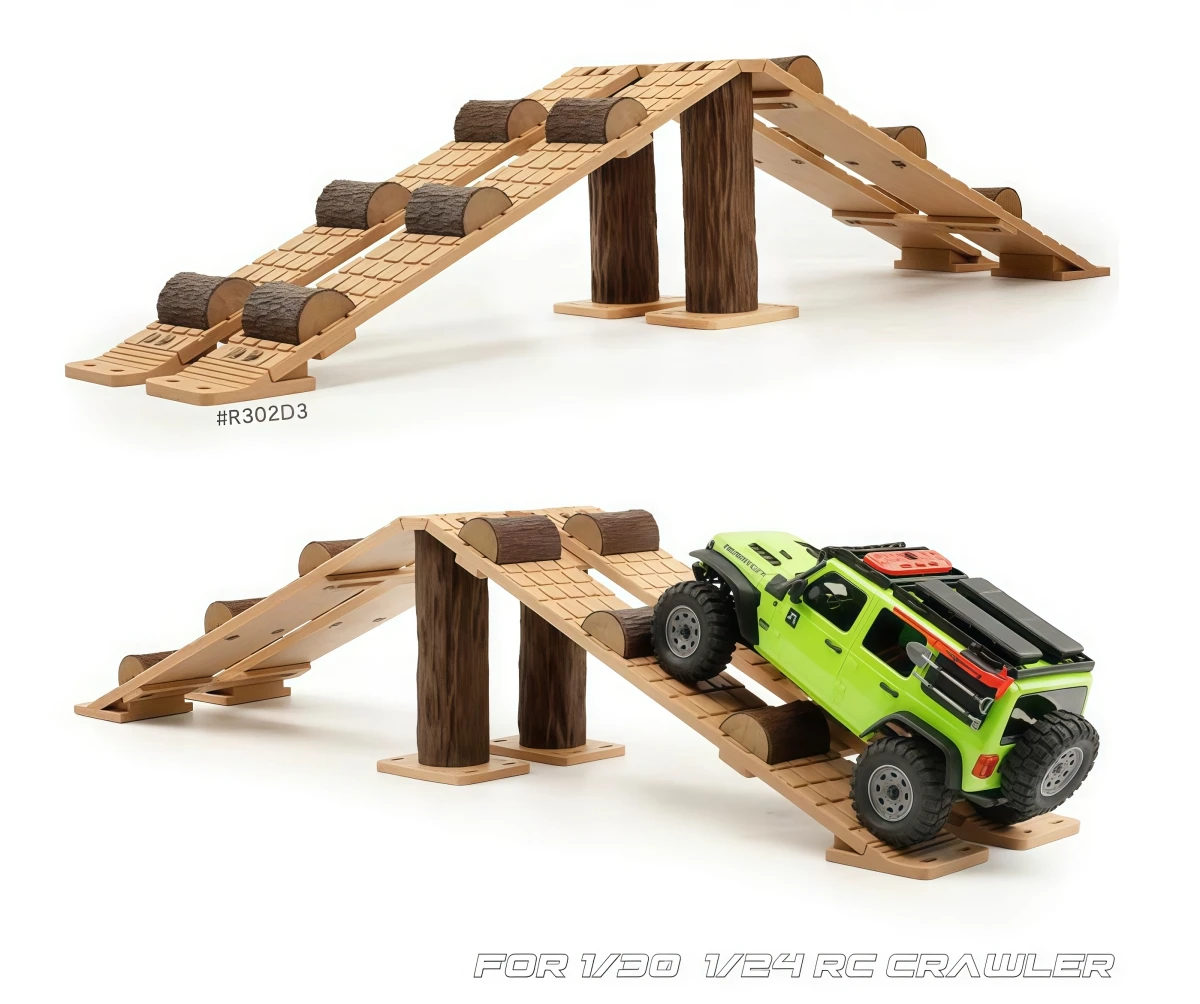 1/18 1/24 1/30 Scale Half‑Log Obstacle Ramp RC Crawler Track For SCX30 TRX‑4M SCX24 AX24 FCX24 Desktop OffRoad DIY Assembly Part