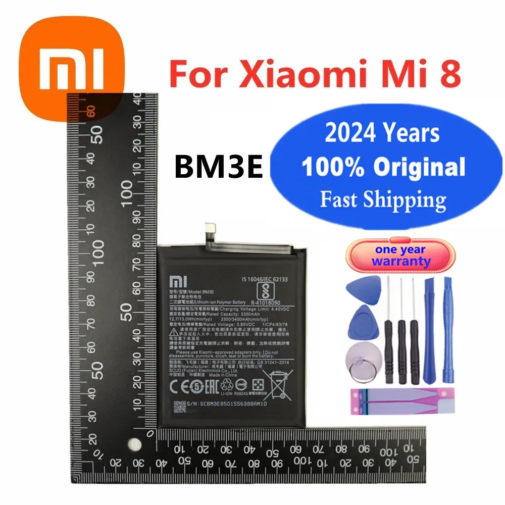 2024 Years 3400mAh BM3E Original Phone Battery For Xiaomi Mi 8 Mi8 M8 M 8 High Replacement Battery Bateria + Tools Fast Ship