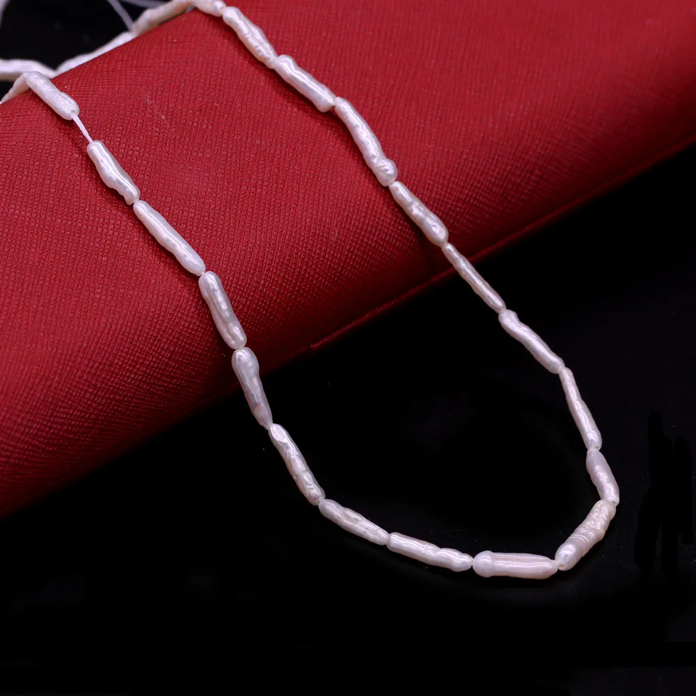 Natural Freshwater Pearl Beads Long Bars Shape Spaced Isolated Loose Beaded for Jewelry Making DIY Bracelet Necklace Accessories