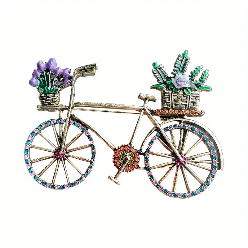 Women\'s Novelty Retro Rhinestone Creative Bicycle Brooch Fashion Pin Women\'s Clothing Accessories Cycling Corsage
