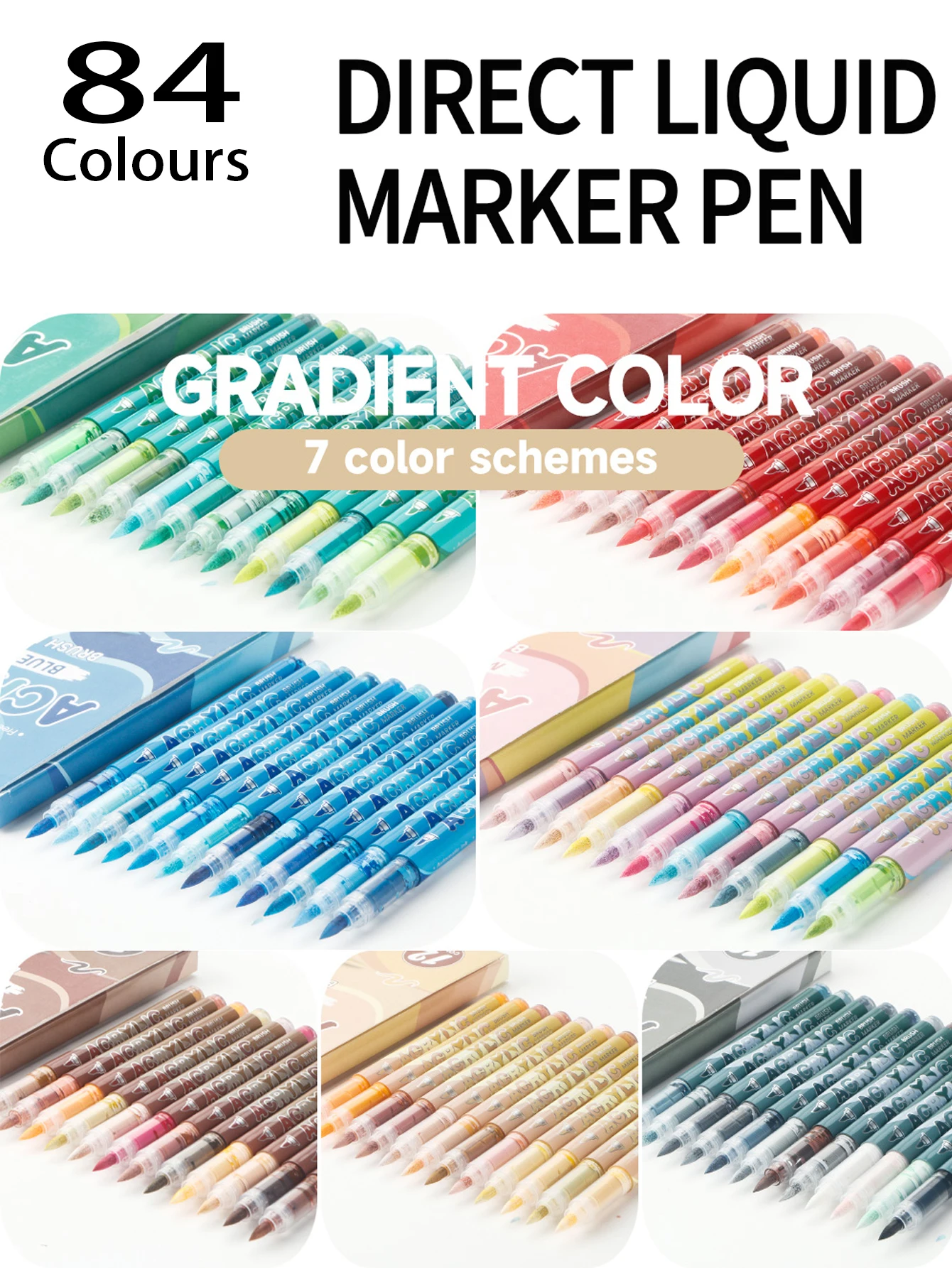 

12-Color, 7 Color Schemes Painting Graffiti Pens, Direct Liquid Soft-Tip Acrylic Markers, Mixed Color Set, Waterproof and Layerable DIY Graffiti and Art Pens, Suitable for Rock Painting, Calligraphy, Scrapbooking, Handwriting, Card Making, Black Cardstock