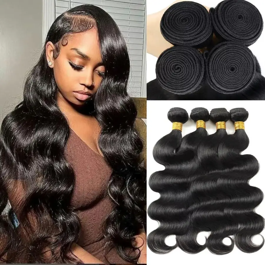 

Human Hair Bundles 14 16 18 20 Inch Body Wave Bundles Human Hair 100 Unprocessed Brazilian Virgin Weave Bundles 4 Bundle Real Na