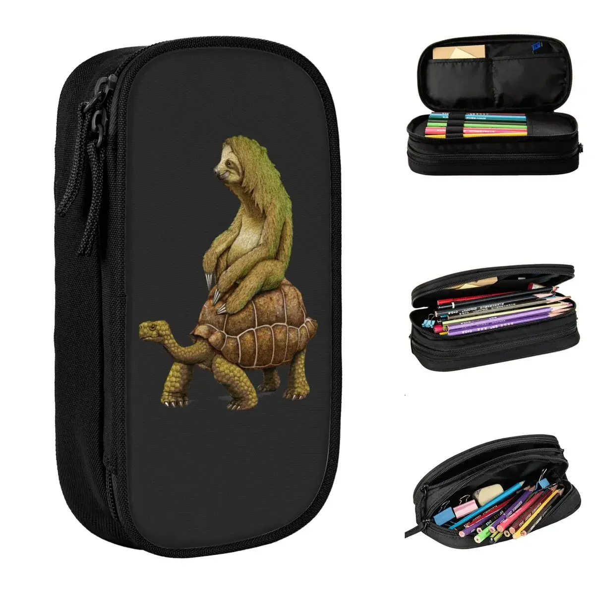 Speed Is Relative Sloth Turtle Funny Pencil Cases Pen Bags Student Large Storage Students School Gifts Pencilcases