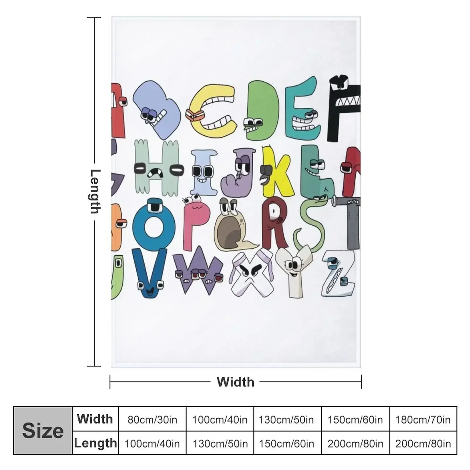 Alphabet Lore Latter A-Z Throw Blanket couch cozy soft plush fuzzy picnic outdoor blanket
