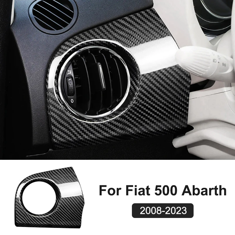 

Для Fiat 500 Abarth 2008-2023 автомобильная вентиляционная панель, декоративная крышка, наклейка из настоящего углеродного волокна, аксессуары для модификации интерьера