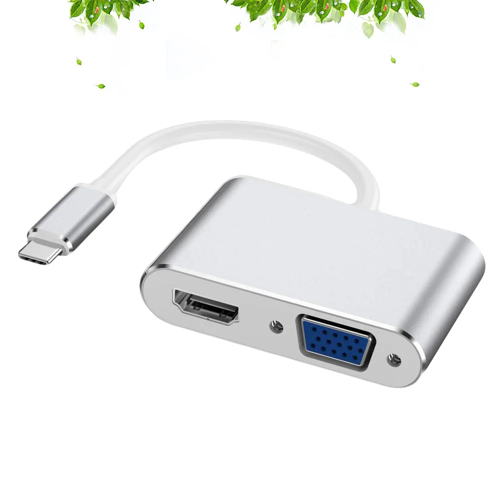 

Type-C To Vga Vga Adapter Adapter Usb3.1 10Gbps High-Speed Aluminum Alloy Mini Converter For Laptop Desktop Silver