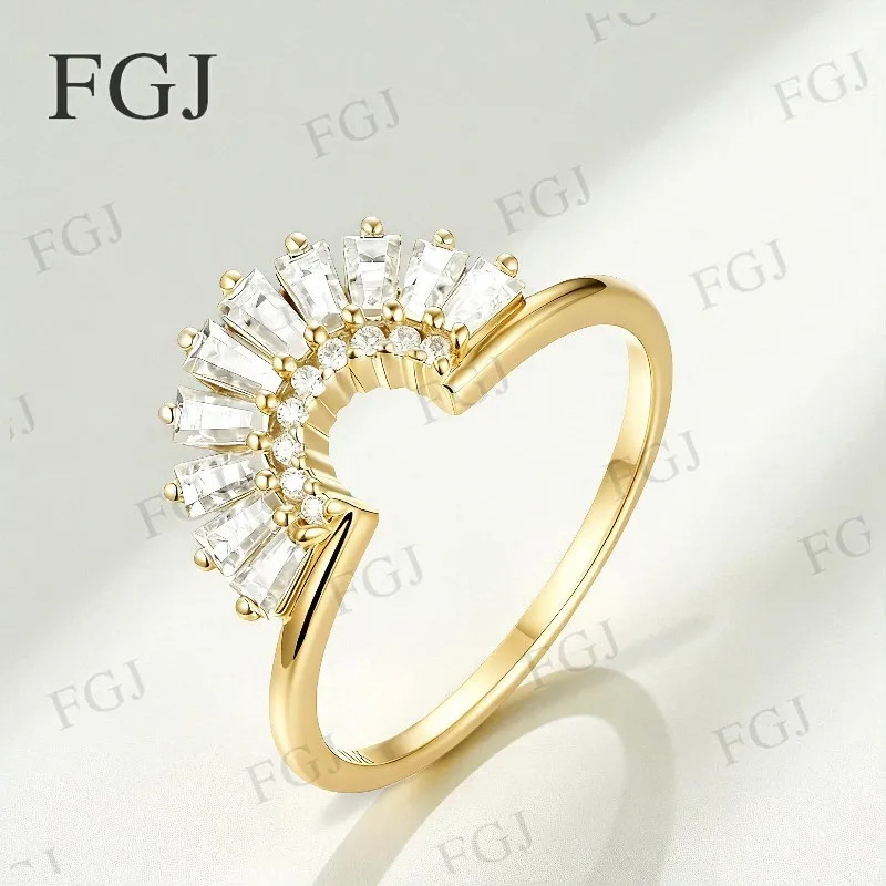 Custom Trapezoid Fan Shaped Ring Moissanite Diamond D Color VVS1 Top Quality For Women Men Wedding Christmas Jewelry Gifts