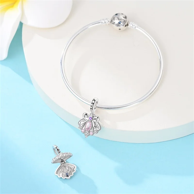 Fit Original 925 Sterling Silver Charms Bead Sweet Surprise Pink Open&Closed Gift Box Charms for Women Fine DIY Birthday Jewelry