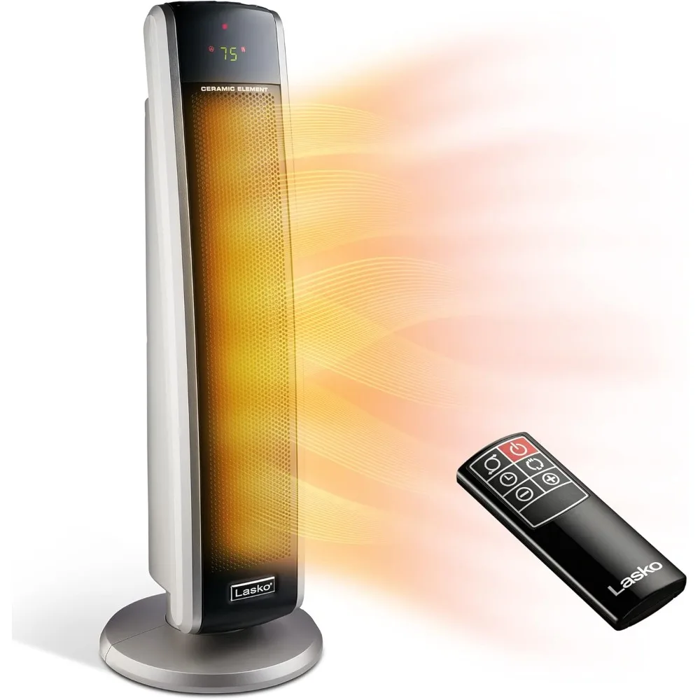 

L ceramic tower heater suitable for large rooms, with adjustable thermostat, timer, and remote control, 29 inches, 1500W