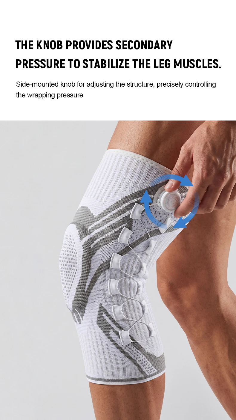 1 Stück verstellbare Kniebandage, Kompressions-Kniebandage mit Federunterstützung und Silikonpolster für Sport – Detail 4