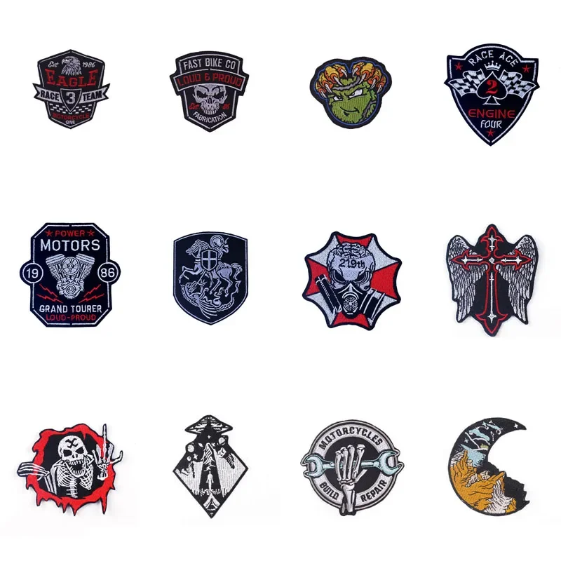 50 Stück bestickte Aufnäher zum Aufbügeln für Kleidung, Skelett, Kleidung, Aufkleber, Nähen, Thermoklebeapplikation, schmelzbar