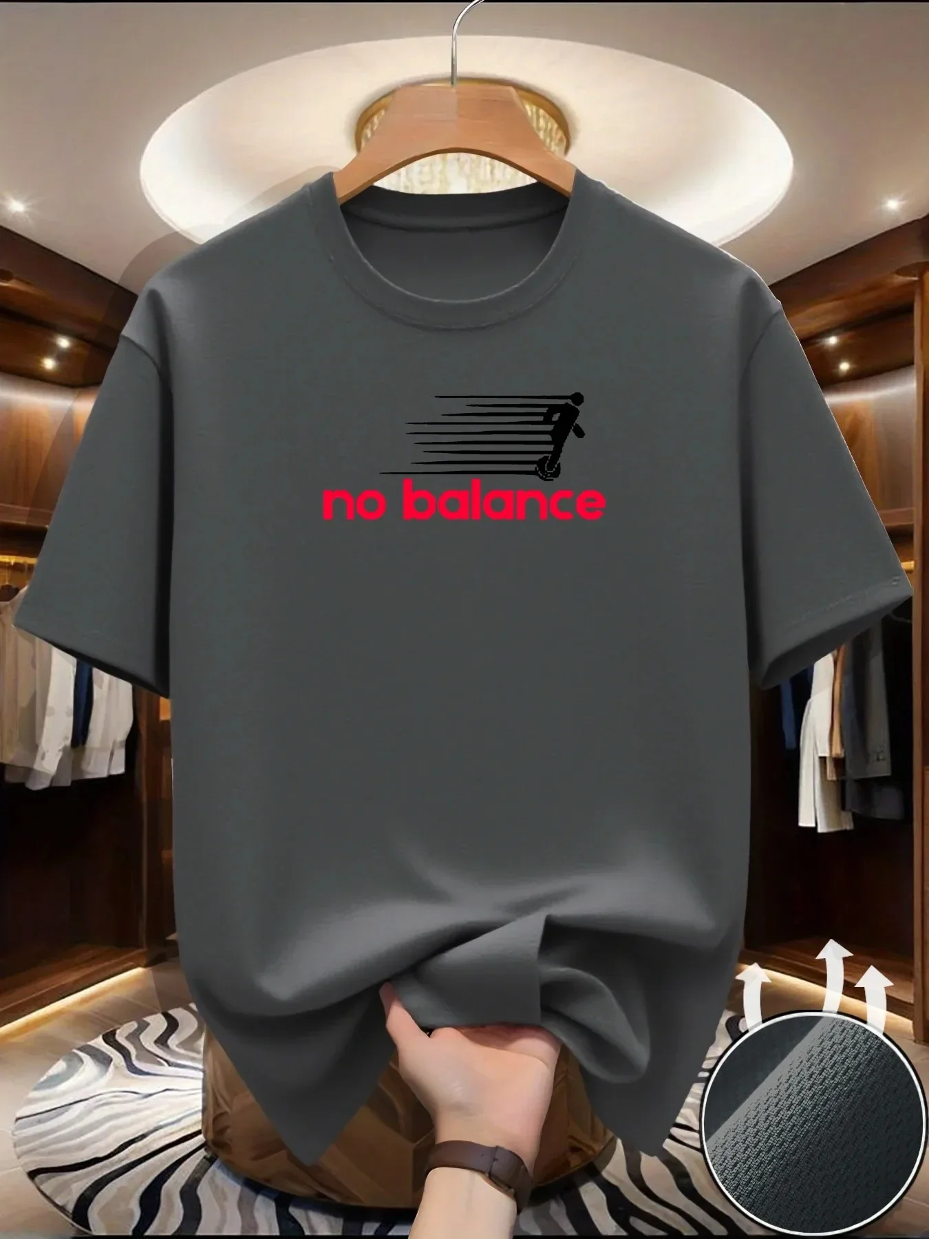 Neues Rundhals-Laufshirt für Herren Sommer Dünnes Oberteil 3D-Buchstabendruck Schnelltrocknend Kurzarm Atmungsaktives Fitness-Sport-T-Shirt